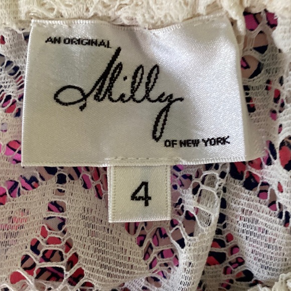Milly of New York Ivory Lace Eyelet Sheer Tie Neck Blouse - 4 - Picture 8 of 10